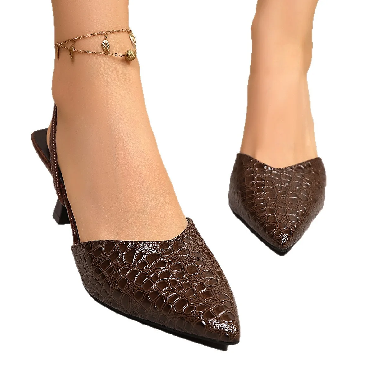 Simple Black Pointed Toe Sandals Women 2025 Summer Slingbacks High Heels Pumps Woman Thin Heeled Ladies Office Shoes Footwear