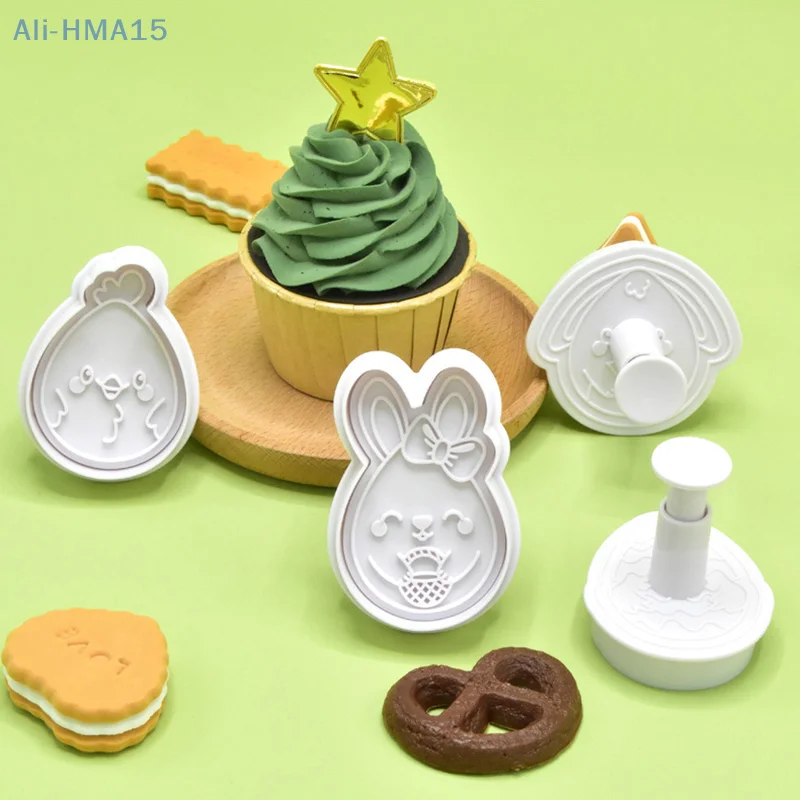 

4pcs Easter Press Cookie Cutter Molds 3D Cookie Mold Bunny Easter Egg DIY Pastry Mold Fondant Stamp Baking Tool Easter Party