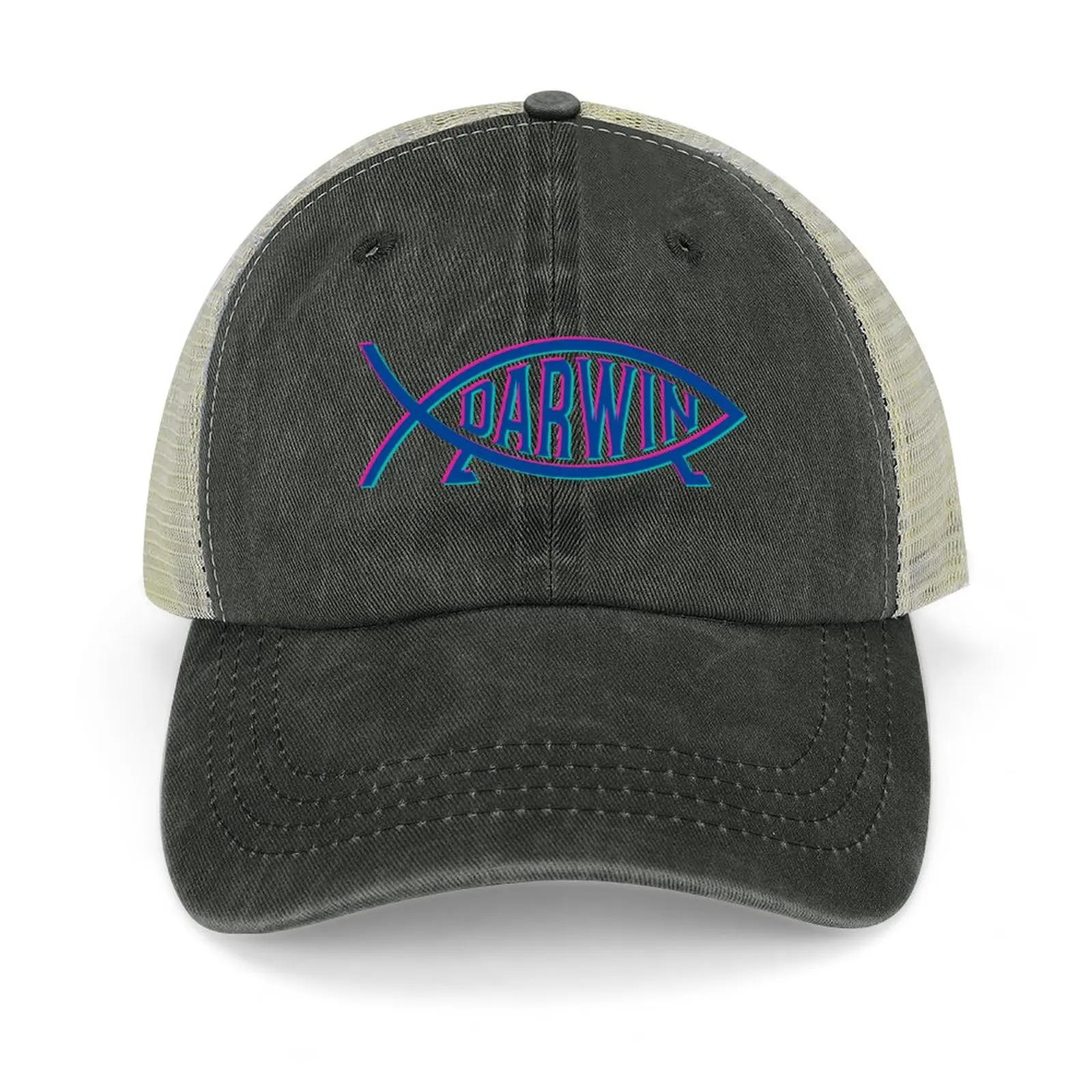 

Darwin Fish Logo v3 Cowboy Hat Beach Outing boonie hats Snapback Cap Women Hats Men'S