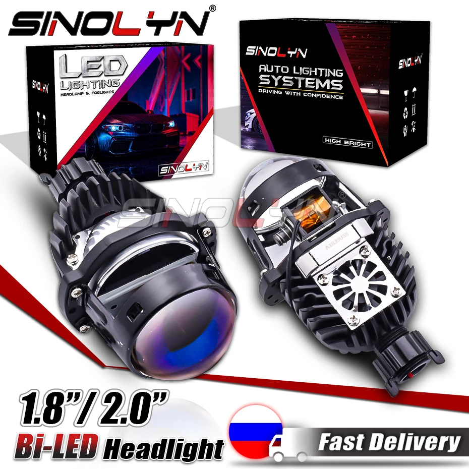 Sinolyn Bi Led Headlight Projector Lens For H1/h4/h7/9005/9006/9007 For Car  Motorcycle Mini 1.8 2.0 Inch Led Car Lenses Retrofit - Car Headlight Bulbs( led) - AliExpress