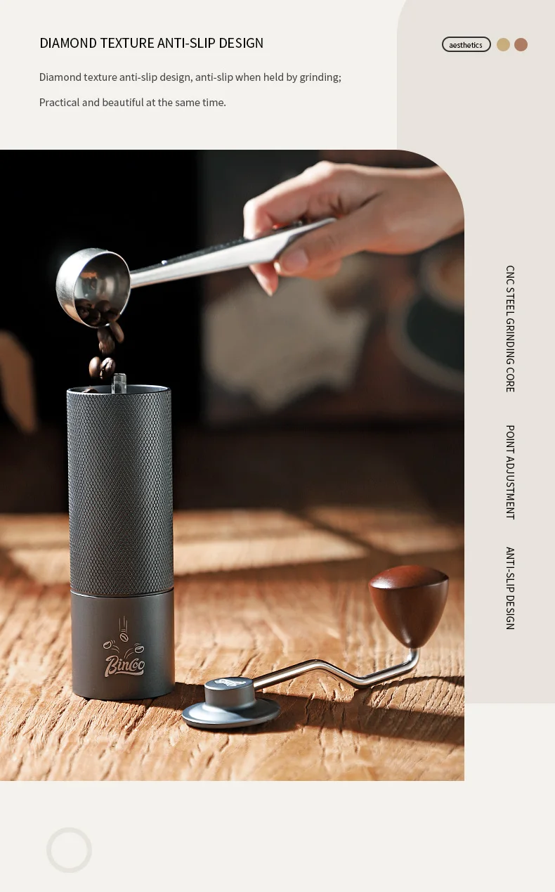 S2e607a9a34184e128b2ac2eba771bbfaq BINCOO Manual Coffee Grinder Household Small Hand-crank Coffee Bean Grinder Portable CNC Grinder