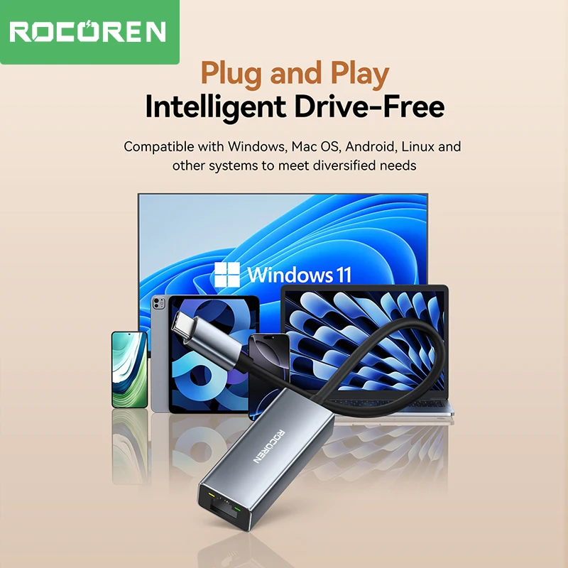 Rocoren USB Type C Ethernet Adapter USB 3.0 to RJ45 Converter 1000Mbps Network Card For Laptop TV Box Projectors MacBook Pro Air Best Sellers In Phones Accessories