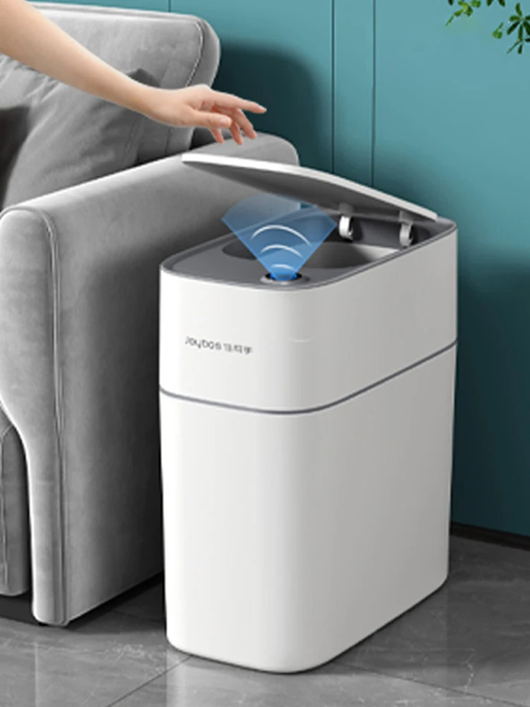 Joybos Smart Sensor Trash Can Intelligent Induction Bathroom Home Electronic Trash Can Automatic Bagging Induction Trash Can 14L