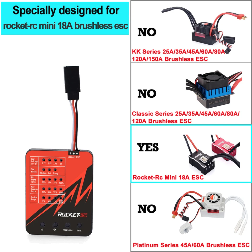 Scheda Di Programmazione ESC DollaTek Con Display LED, Per ESC Surpass Hobby E Rocket Brushless (25A-150A). Programmazione Plug-and-play Di Parametri Motore.