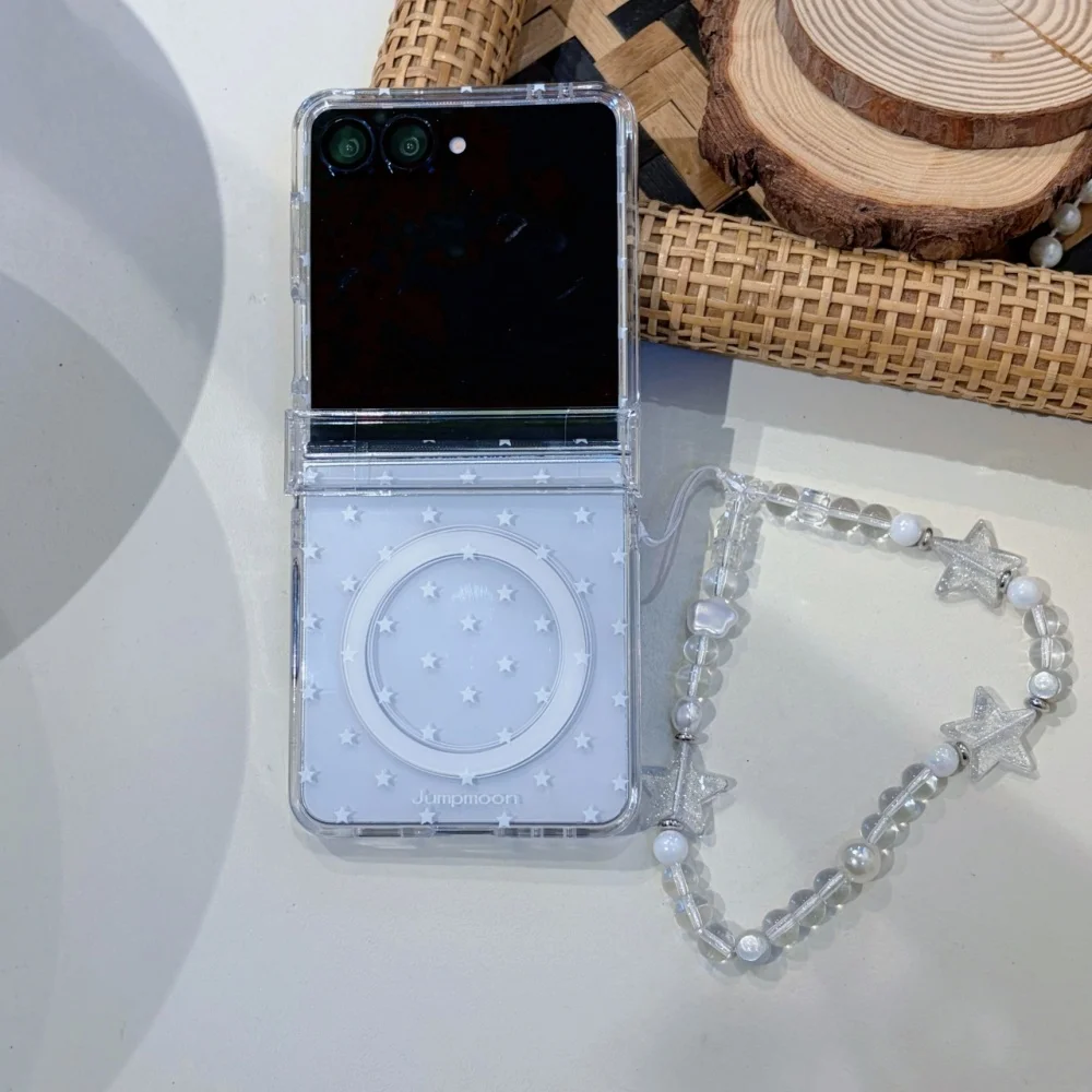 Korean Cute Star Pattern Clear Case with Magsafe Rotate Bracket