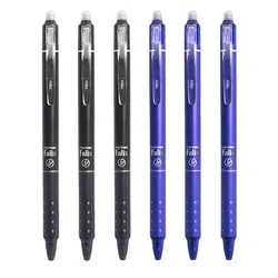 Retractable Erasable Gel Pens Set with Black and Blue Ink and Built-in Eraser (6 x Mixed Pens)