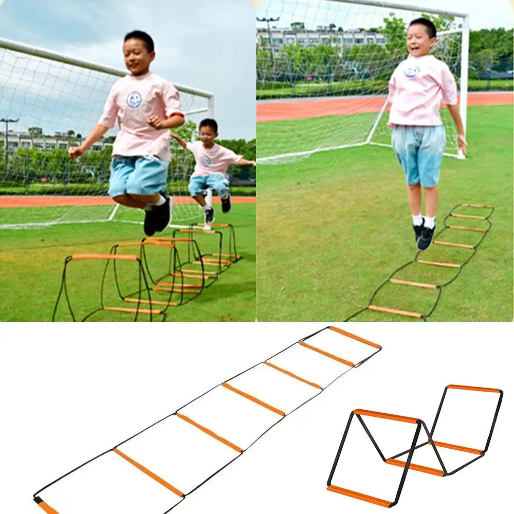 Orange Agile Ladder Carbon Steel Foldable Soccer Speed Ladder Instant Set-up Multifunctional Footwork Training Jump