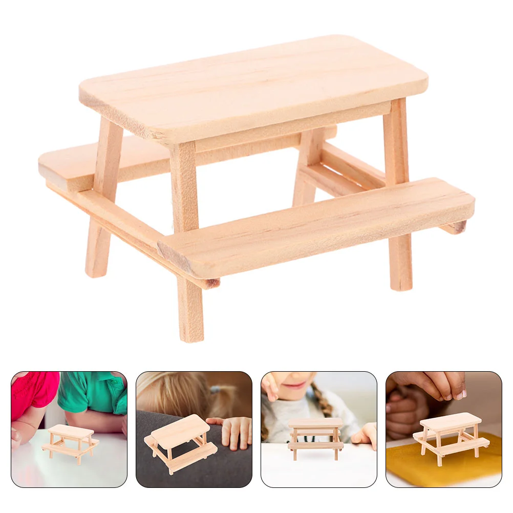 

2 Pcs Piece Table Furniture Miniature Home Decorate Tiny Wooden Accessories Model