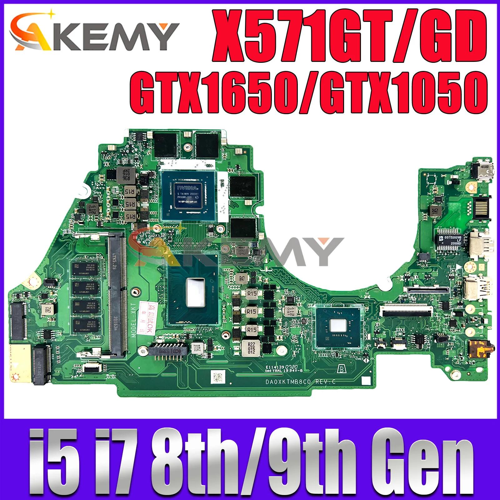 Для ASUS VivoBook X571GT X571GD K571GD VX60G материнская плата для ноутбука с I5 I7-8th/процессор 9-го поколения GTX1650/GTX1050 4 ГБ/8 ГБ ОЗУ