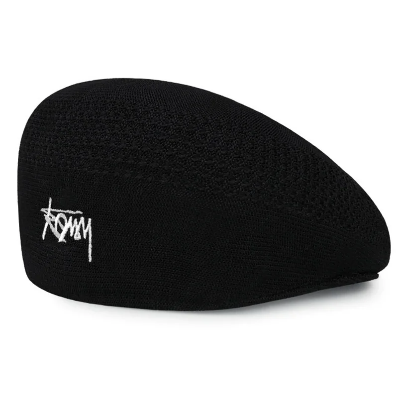 Beret Hat Knitted Thin Breathable Mesh Wool Four Seasons Women Men Autumn Winter Beanie Stars Style