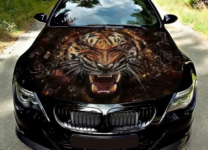 DIY Auto styling HD inkjet Wilden Brennen Tigers Haube aufkleber