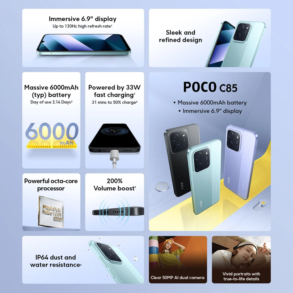 POCO C85 Global Version MdiaTek Helio G81-Ultra 6.9