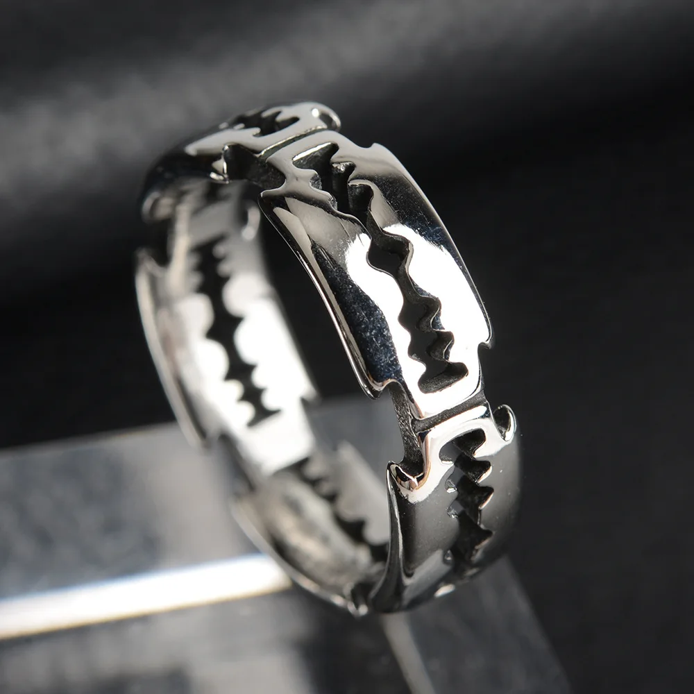 YILUOCD Stainless Steel Hip Hop Ring with Blade Punk Rock Rings for Men Couple Jewelry Party