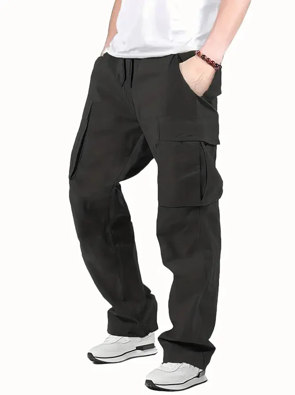 Mens Casual Jogger Pants Relaxed Fit Cargo Pants Drawstring Sweatpants Hiking Outdoor Twill Sport Pants 3