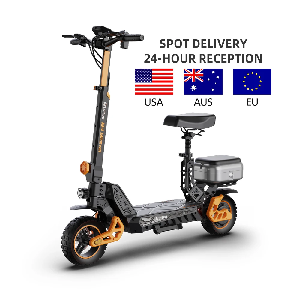 Adult Off-Road Electric Scooter 1500w Motor 52v15.6ah 10-inch Tires with Seats and Boxes Ritu M4 Master China Warehouse