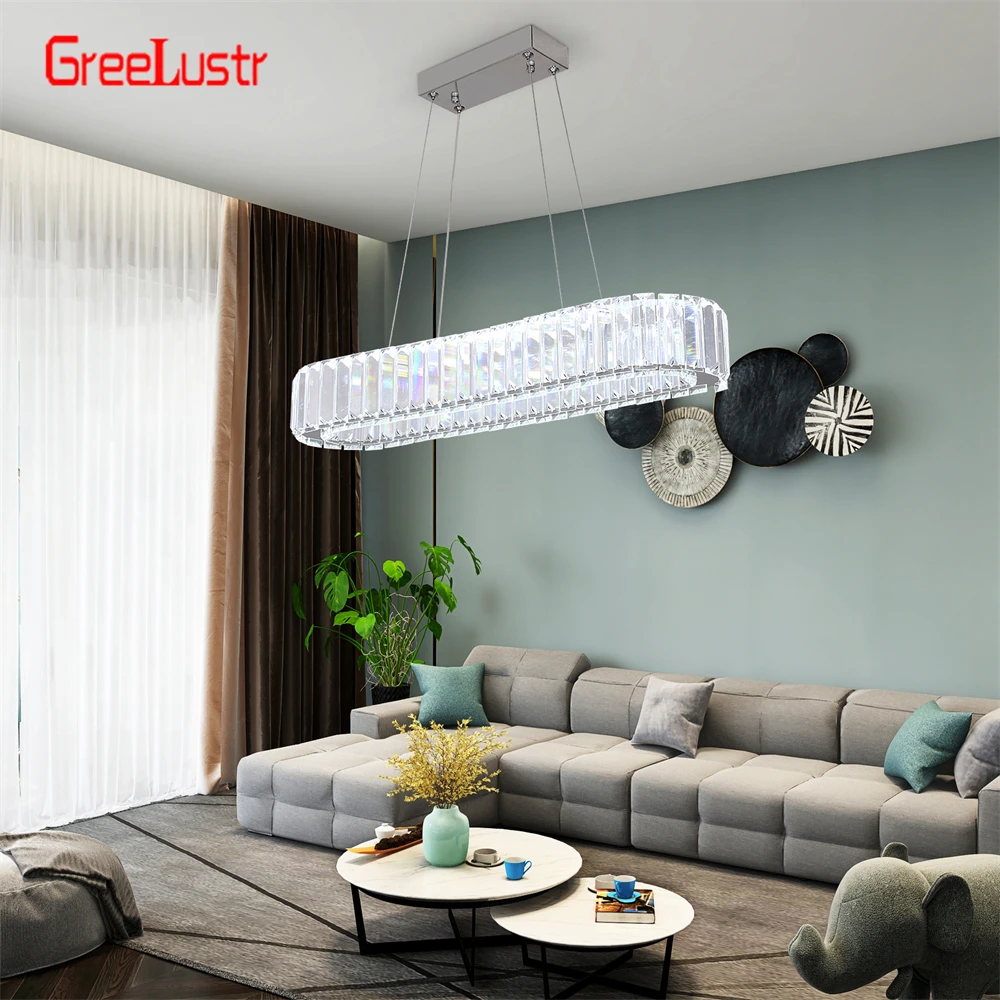 Crystal Oval Desig Led Chandelier led chandelier ceiling chandelier Modern Large Crystal Pendant Hanging Light Fixtures For Living Room Bedroom Ceiling Lustres