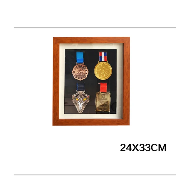 Cornice Espositiva Per Medaglie Commemorative - Mostra Trofei Militari, Sportivi E Da Maratona Con Stile