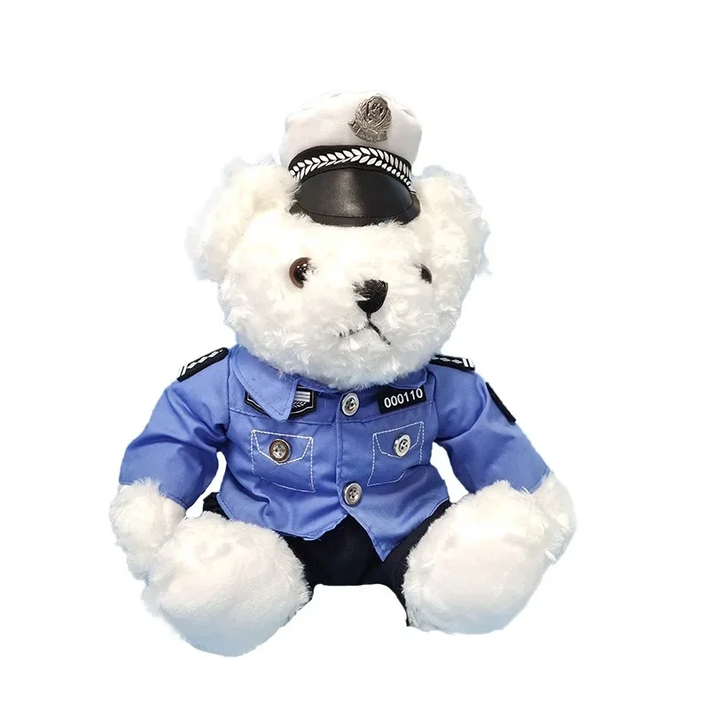 Police Little Bear Doll Doll Traffic Police Bear Motorcycle Iron Riding Little Plush Toys Teddy Cartoon