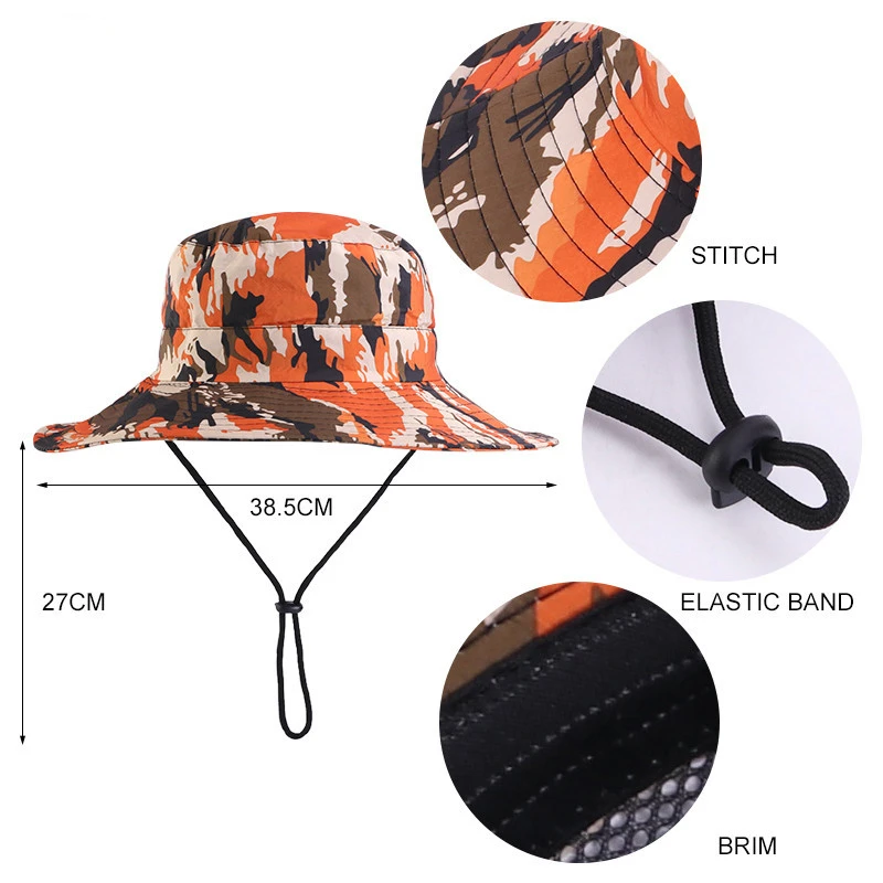 Hot Sale Camouflage Bucket Hat Summer Men Women Sunscreen Hats Outdoor Hunting Hiking Wide Brim Caps Fishing Camping Fisherman_senzul.com