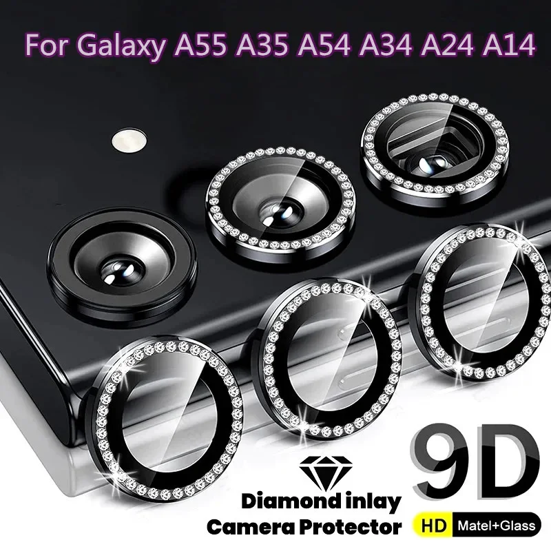 Diamond 9H Tempered Glass Camera Lens Protector with Alloy Ring Cover
