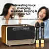 5.0 Bluetooth Speaker Wooden Home Wireless Network Card FM Radio TF Card Play Wireless Dual Microphone Built in 3600mAh Lithium 1