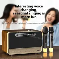 5.0 Bluetooth Speaker Wooden Home Wireless Network Card FM Radio TF Card Play Wireless Dual Microphone Built in 3600mAh Lithium 1