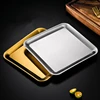 Thick Stainless Steel Shallow Tray Rectangular Gold Serving Plate Restaurant BBQ Seafood Plate for Food Large Flat Storage Trays 4