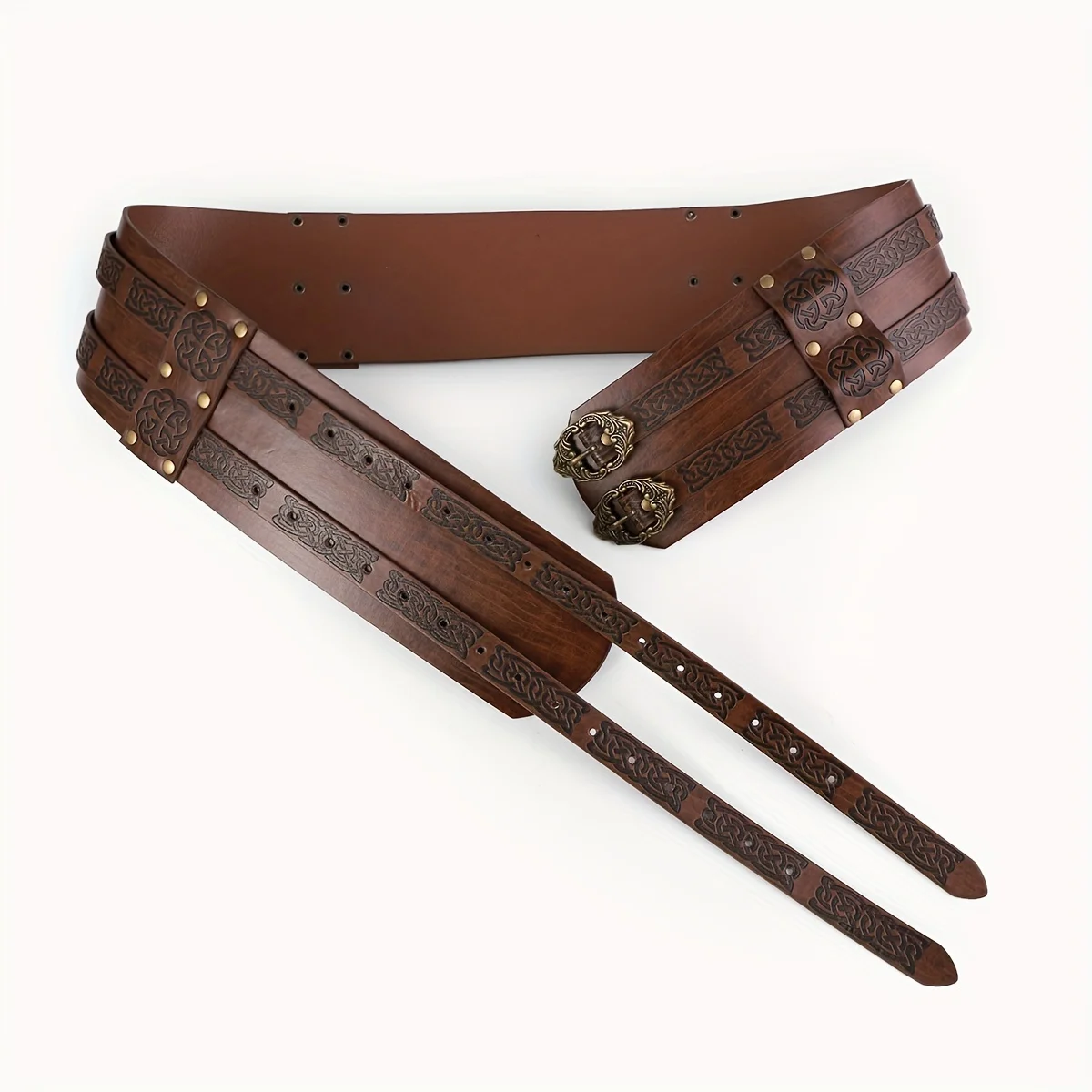 Mittelalterliche Wikinger-Reliefmuster Taillengürtel Retro Norwegischer PU-Breiter Gürtel Korsett Taillenformer Geeignet für LARP Halloween-Kostüm P – Detail 6