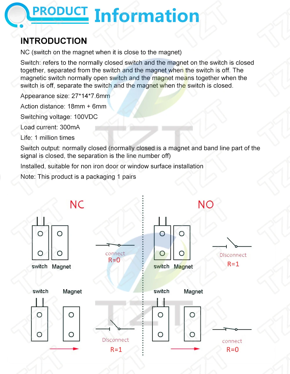 TZT 1/3 Paar MC-38 MC38 Verdrahtetes Tür-Fenstermodul 30 mm Draht, zufällig verlängern, Magnetschalter, Hausalarmsystem für Arduino – Detail 1