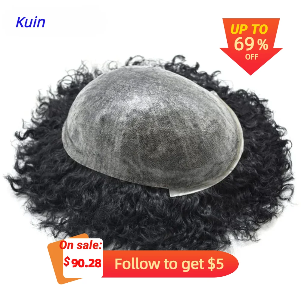 

Curly Hair Skin Men Toupee Durable Injection Pu Hair System For Black Men Human Hair Wigs Male Hair Prosthesis Wigs For Man