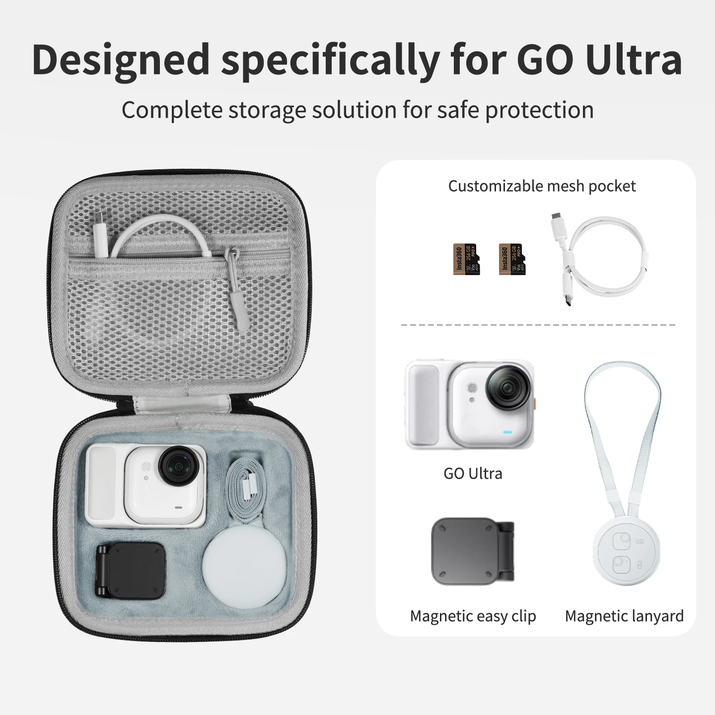 Aufbewahrungstasche Tragbare Tragetasche Schutzbox für Insta360 GO Ultra Kamerazubehör – Detail 10
