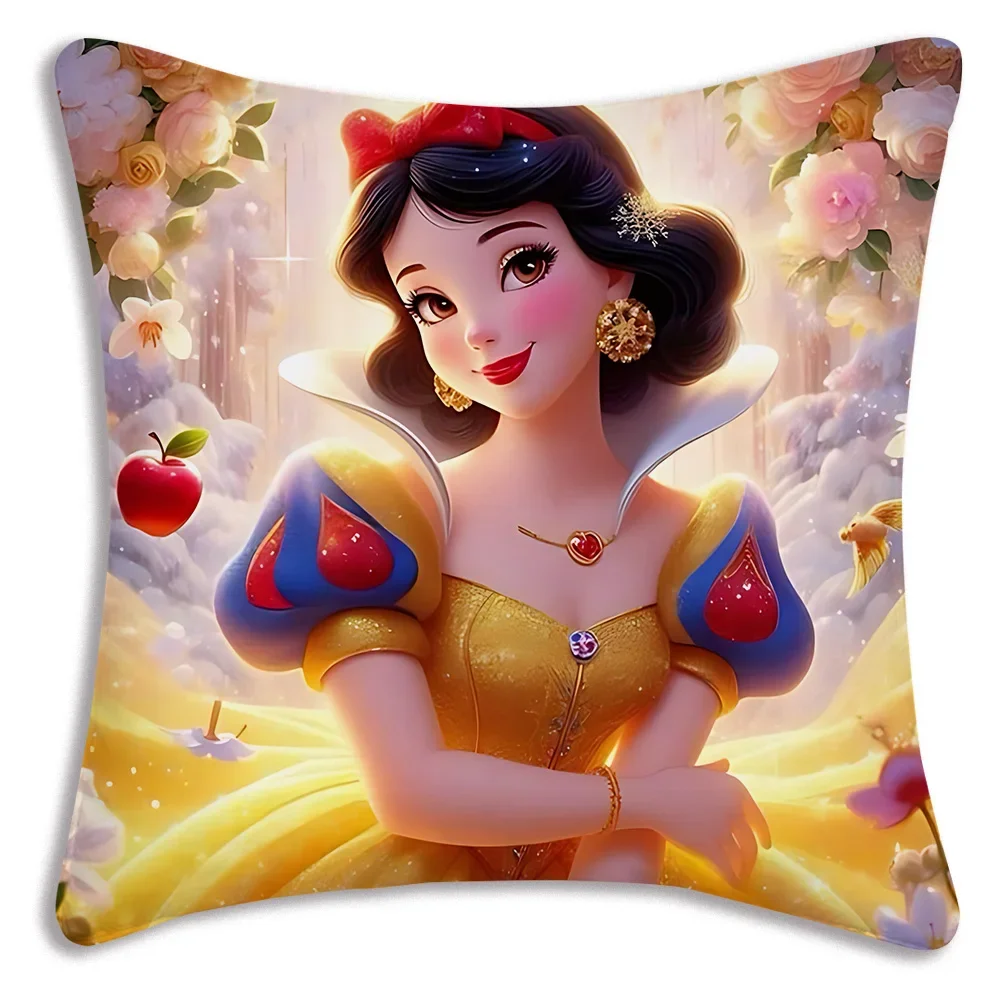 Cute Snow White Princess Disneys Pillow Covers Cartoon Sofa Decorative Home Double-sided Printing Short Plush Cute Cushion Cover