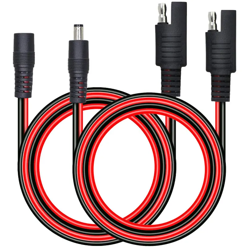 60cm/2Ft 14AWG SAE Plug to DC 5.5x2.1mm Male Female Adapter Cable Car Motorcycles RV Solar Panels Portable Battery etc.