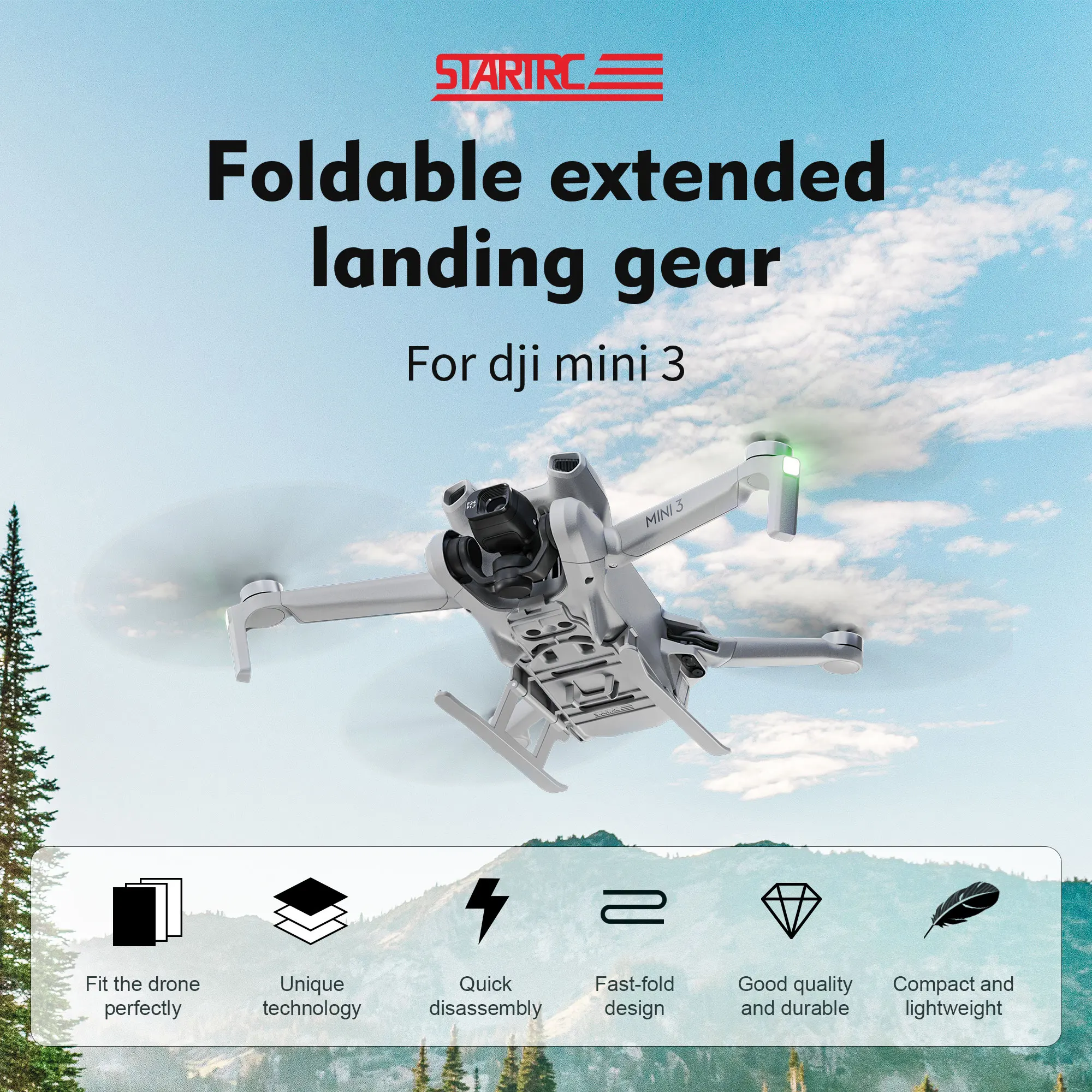  STARTRC Mini 3 Pro Landing Gear Foldable Extended Leg with  Flash LED Lights Landing Gear for DJI Mini 3 Pro Accessories : Toys & Games