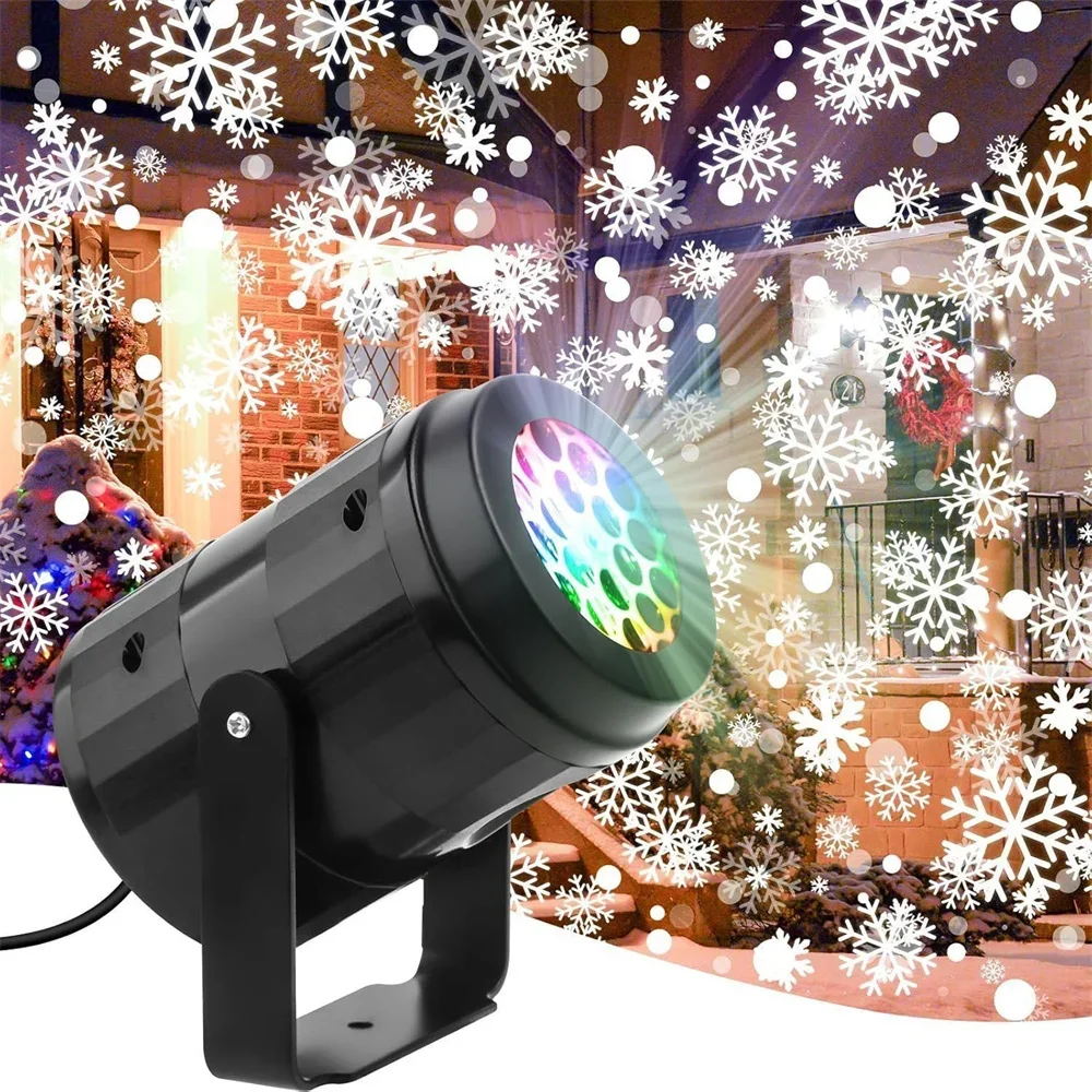 Projecteur de flocon de neige LED USB 2025, lumières de vacances, Projection de noël, lampe extérieure, projecteur de neige pour fête du nouvel an