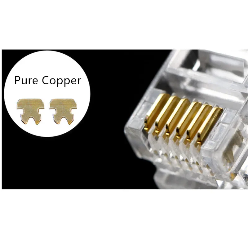 Plugue de Cabo de Telefone Modular Banhado a Ouro Rede Crimp Conector Rj12 6p6c Plugues de Cristal Conectores de Telefone por Atacado - Imagem 3