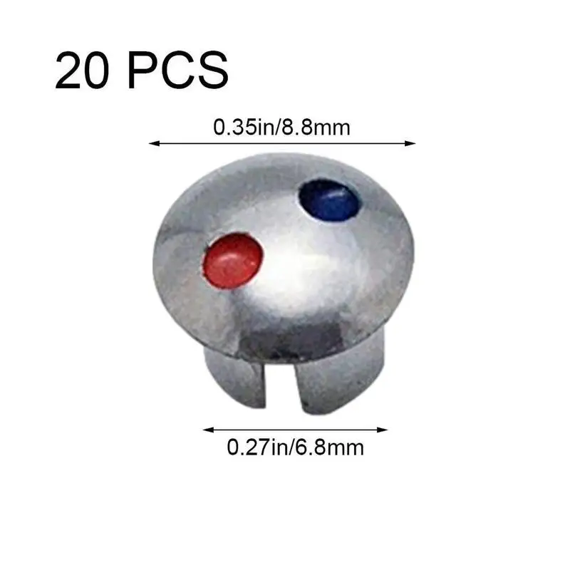 20pcs Hot Cold Faucet Indicator Faucet Handle Accessories Handle Hot Cold Water Sign Red Blue Label Decoration Cover