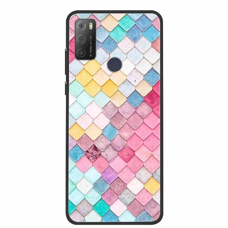 Charming Cat & Floral Design Silicone Phone Case, Black 6.52''