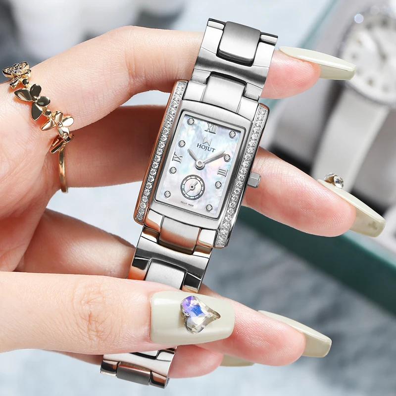 Classic square waterproof stainless steel material women's quartz watch 6