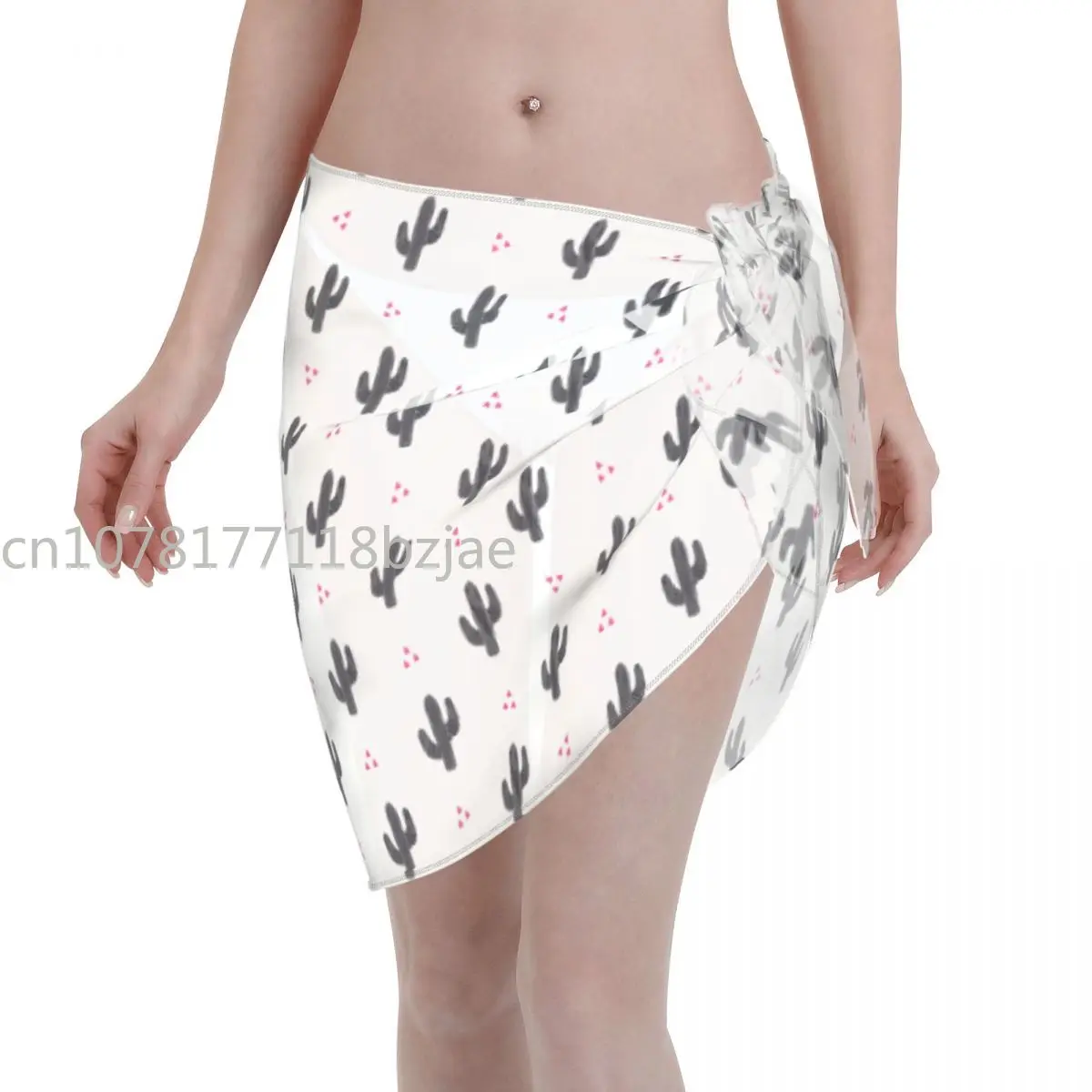 Donne Sexy Cactus Prospettiva Caftano Sarong Costume Da Bagno Bikini Cover-Up Gonna Sarong Lace-Up