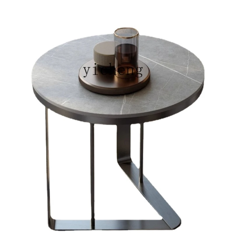 

HYP Italian Minimalist Stone Plate Corner Table Sofa Side Table Stainless Steel