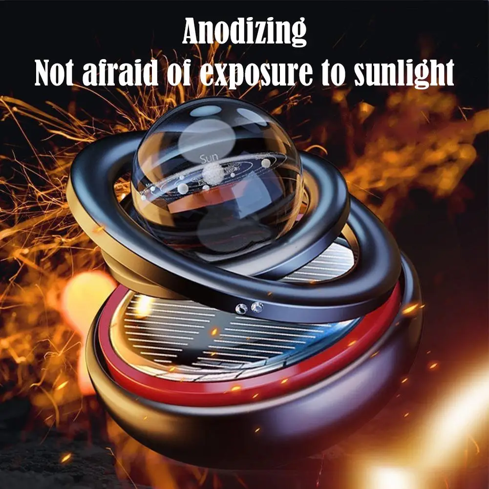 Solar Car Air Freshener Automatic Rotation Dashboard Fragrance Diffuser