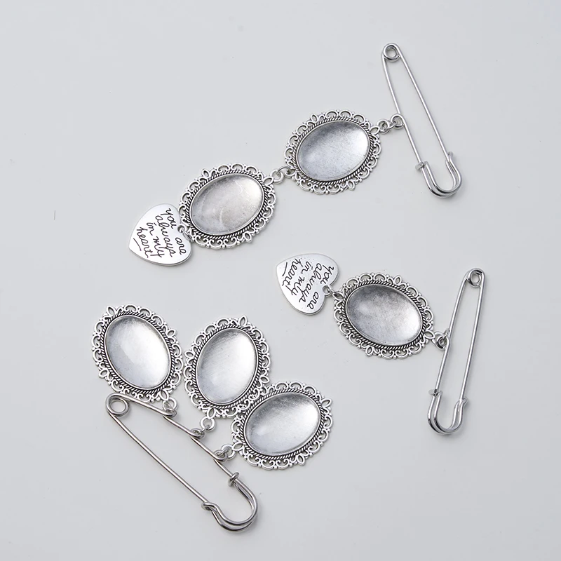 Wedding Boutonniere Oval Bouquet Charm Pin Brooch Pendant Bowknot Photo Frame Charm Wedding Memorial Gift For Bride Groom Jewelr