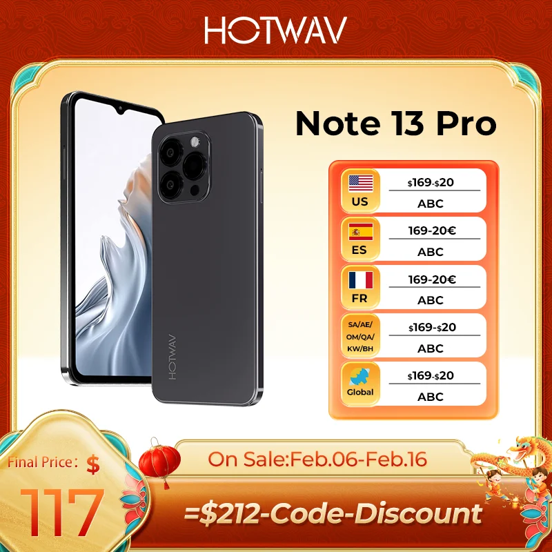 Hotwav Note 13 Pro Telefoni Android 4G 6.6 ''Hd + 90Hz 50Mp Fotocamera 5160Mah Batteria Telefoni Cellulari 16Gb(8 + 8)+ 256Gb Smartphone