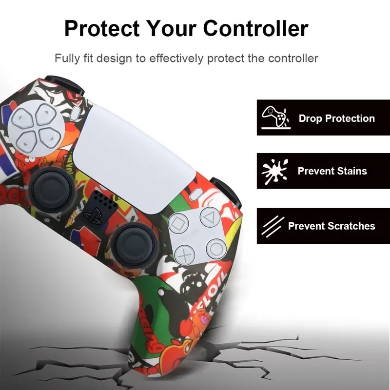 Étui de protection en silicone pour manette de jeu PS5 : revêtement en caoutchouc, protection pour joysticks et grips._voghion.com
