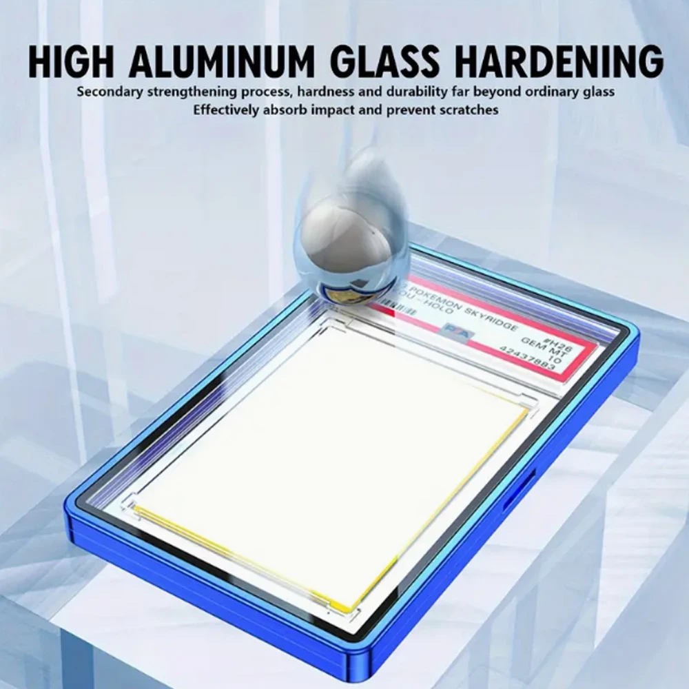 UV-Resistant Magnetic Slab Case For 130pt BGS Graded Cards - High Alumina Glass, Metal Frame, Gold