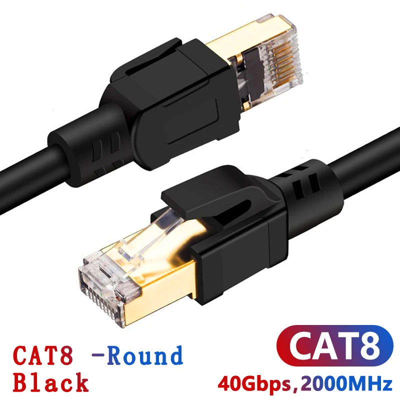 CAT 8-Round-Black