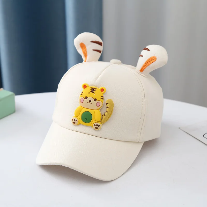 New Cartoon Tiger Baby Baseball Cap Summer Girls Sun Cap Boys Visor Cap Bonnet Infant Cute Ear Cotton Baby Hat child safety seat Baby Accessories