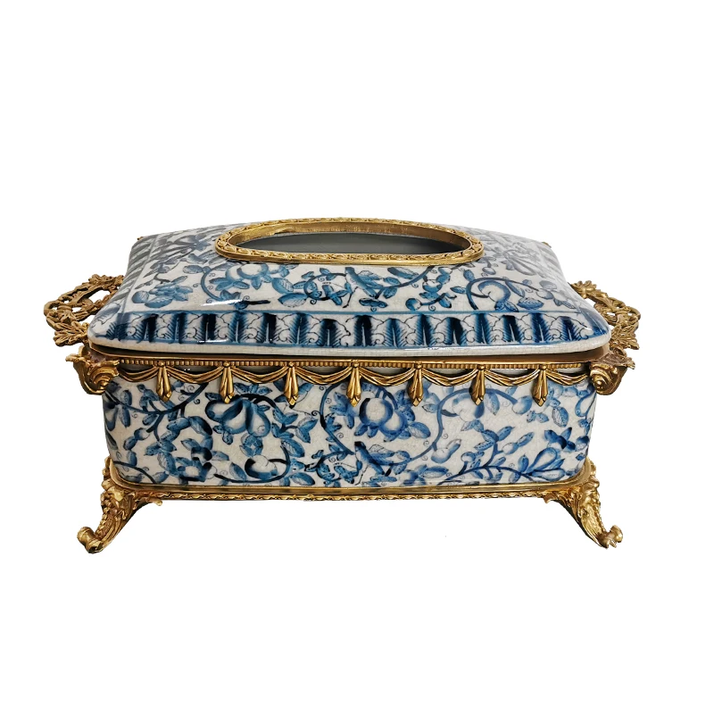 

Аксессуары для гостиной и стола с античным элегантным дизайном, салфетки для лица, фарфоровая декоративная традиционная домашняя коробка для салфеток