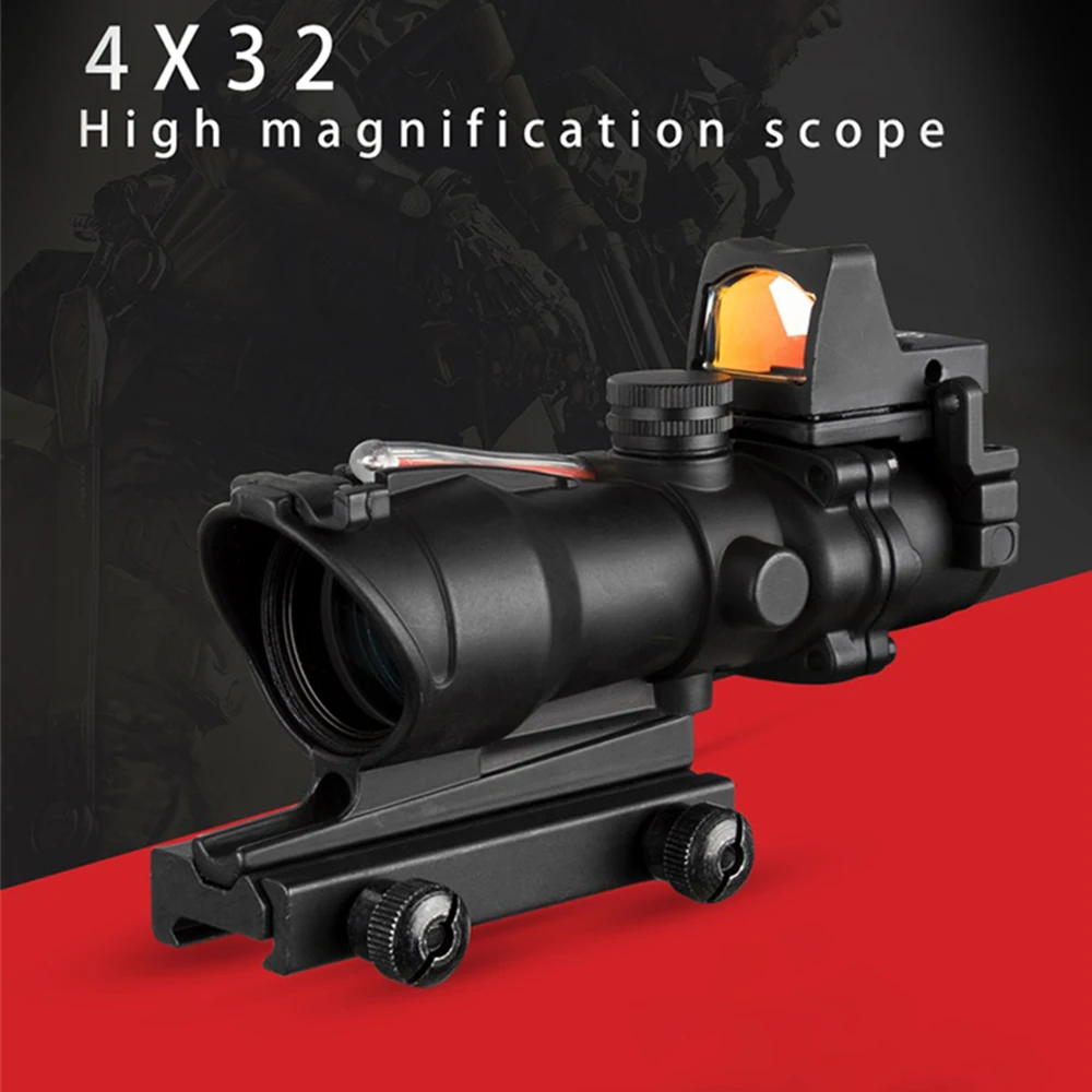 

Rifle Scope Acog 4X32 Tactical Hunting Fiber Optic Riflescope and RMR 1x32 Red Dot Sight For 20mm Picatinny Rail Optical Sight